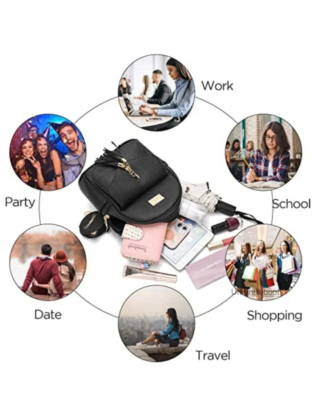 PU Leather Mini Backpack Purse Small Daypack with Coin Purse